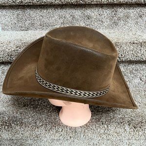 Nonbranded Men's Brown Distressed Cowboy Leather Hat.